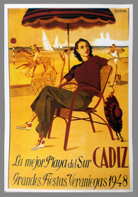 REPRODUCCION CARTEL CADIZ. GRANDES FIESTAS VERANIEGAS 1948.