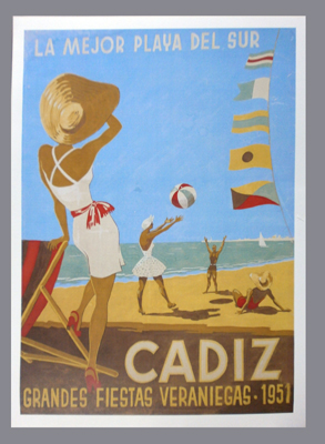 REPRODUCCION CARTEL CADIZ. GRANDES FIESTAS VERANIEGAS 1951.