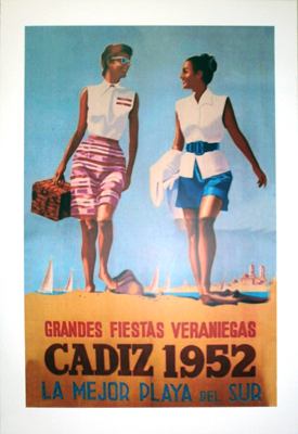 REPRODUCCION CARTEL CADIZ. GRANDES FIESTAS VERANIEGAS 1952.