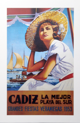 REPRODUCCION CARTEL CADIZ. GRANDES FIESTAS VERANIEGAS 1953.