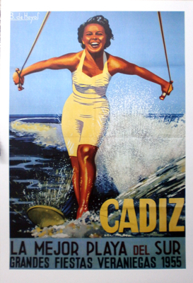 REPRODUCCION CARTEL CADIZ GRANDES FIESTAS VERANIEGAS 1955.