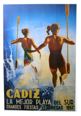 REPRODUCCION CARTEL CADIZ GRANDES FIESTAS VERANIEGAS 1957.