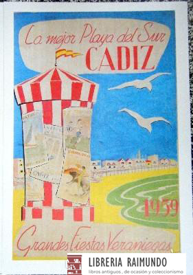 REPRODUCCION CARTEL CADIZ GRANDES FIESTAS VERANIEGAS 1959.