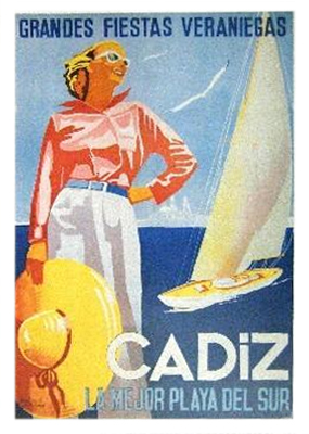 REPRODUCCION CARTEL CADIZ GRANDES FIESTAS VERANIEGAS.