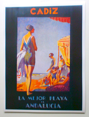 REPRODUCCION CARTEL CADIZ  LA MEJOR PLAYA DE ANDALUCIA.