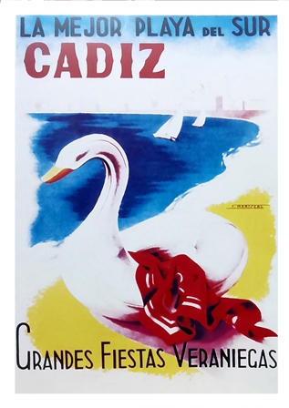 REPRODUCCIÓN CARTEL LA MEJOR PLAYA DEL SUR CADIZ GRANDES FIESTAS VERANIEGAS