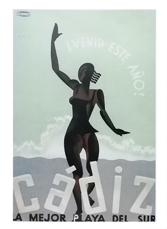 REPRODUCCIÓN CARTEL ¡VENID ESTE AÑO!. CADIZ LA MEJOR PLAYA DEL SUR