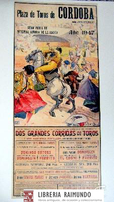 REPRODUCCION DE CARTEL PLAZA DE TOROS DE CORDOBA, AÑO 1947.