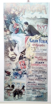 REPRODUCCION DE CARTEL CORDOBA 1897, GRAN FERIA DE GANADOS - CORRIDAS DE TOROS, ETC.  25 AL 31 DE MAYO.