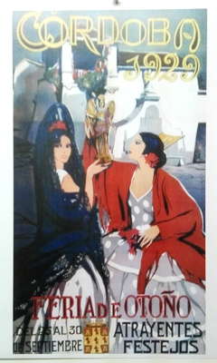 REPRODUCCION DE CARTEL CORDOBA 1929. FERIA DE OTOÑO. DEL 25 AL 30 DE SEPTIEMBRE. ATRAYENTES FESTEJOS.