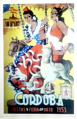 REPRODUCCION DE CARTEL DE CORDOBA FIESTAS Y FERIA DE MAYO 1953.