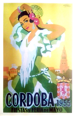 REPRODUCCION DE CARTEL DE CORDOBA FIESTAS Y FERIA DE MAYO 1955.