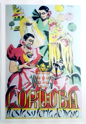 REPRODUCCION DE CARTEL DE CORDOBA FIESTAS Y FERIA DE MAYO 1957.