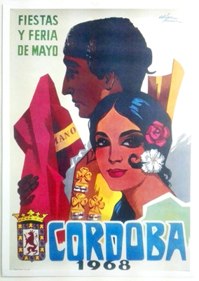 REPRODUCCION DE CARTEL DE CORDOBA FIESTAS Y FERIA DE MAYO DE 1968.