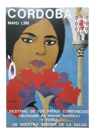 REPRODUCCION CARTEL FESTIVAL DE LOS PATIOS CORDOBESES Y FERIA DE NTRA. SRA. DE LA SALUD MAYO 1981