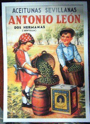 REPRODUCCION DE CARTEL ACEITUNAS SEVILLANAS ANTONIO LEON.