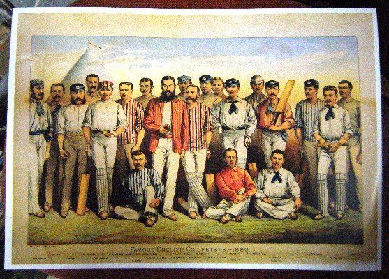 REPRODUCCION DE CARTEL FAMOUS ENGLISH CRICKETERS, 1880.
