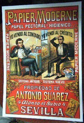 REPRODUCCION DE CARTEL PAPIER MODERNE. PAPEL PECTORAL E HIGIENICO.