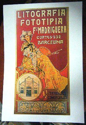 REPRODUCCION DE CARTEL LITOGRAFIA FOTOTIPIA FCO. MADRIGUERA, BARCELONA.
