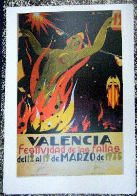 REPRODUCCION DE CARTEL VALENCIA. FESTIVIDAD DE LAS FALLAS MARZO 1935.