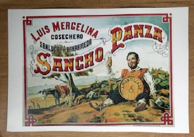REPRODUCCION CARTEL LUIS MERGELINA COSECHERO SANLUCAR DE BARRAMEDA. SANCHO PANZA.
