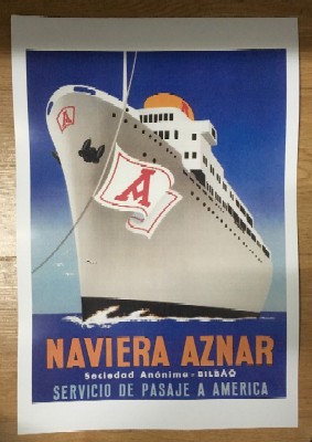 REPRODUCCION DE CARTEL NAVIERA AZNAR. S. A. - BILBAO.
