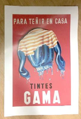 REPRODUCCION DE CARTEL PARA TEÑIR EN CASA. TINTES GAMA.