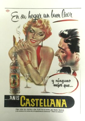 REPRODUCCION DE  CARTEL ANIS CASTELLANA. EN SU HOGAR UN BUEN LICOR Y NINGUNO MEJOR.