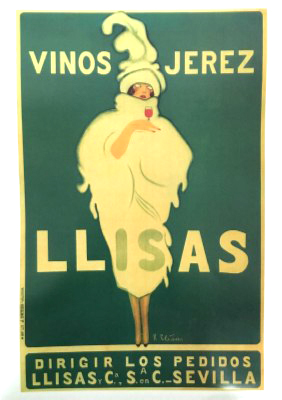 REPRODUCCION DE CARTEL  VINO DE JEREZ, LLISAS.