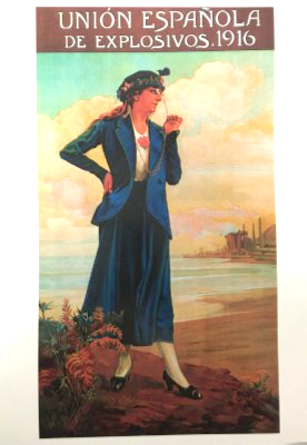 REPRODUCCION DE CARTEL UNIÓN ESPAÑOLA DE EXPLOSIVOS, 1916. 48X33CM.