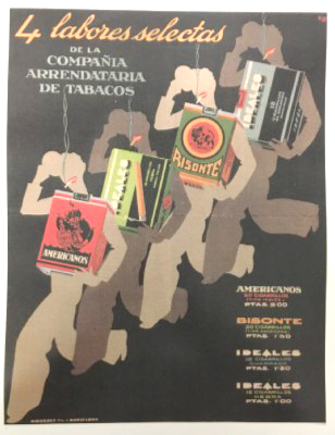 REPRODUCCION DE CARTEL 4 LABORES SELECTAS, DE LA COMPAÑÍA ARRENDATARIA DE TABACOS.