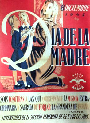 REPRODUCCION DE CARTEL DÍA DE LA MADRE. 8 DE DICIEMBRE DE 1945. 48X33CM.