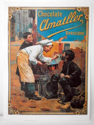 REPRODUCCION DE CARTEL CHOCOLATE AMATLLER 1913. CASA FUNDADA EN 1800. 29,5X41cm.