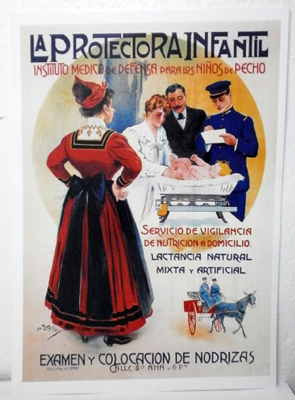 REPRODUCCION DE CARTEL LA PROTECTORA INFANTIL INSTITUTO MEDICO DE DEFENSA PARA LOS NIÑOS DE PECHO.29,7X42cm.