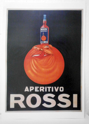 REPRODUCCION DE CARTEL APERITVO ROSSI. 29X42cm.