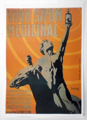 REPRODUCCION DE CARTEL VINO SIFON MEDICINAL. LABORATORIO JOSE M. TORRAS, BARCELONA. 30X42cm.