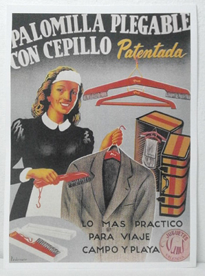 REPRODUCCION CARTEL PALOMILLA PLEGABLE CON CEPILLO. PATENTADA. 30X42,8cm.