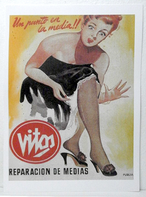 REPRODUCCION CARTEL UN PUNTO EN LA MEDIA, VITOS, REPARACION DE MEDIAS. 29,2X40cm.