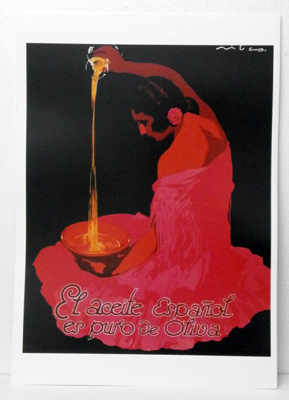 REPRODUCCION CARTEL EL ACEITE ESPAÑOL ES PURO DE OLIVA. 30 X 37,5 cm.