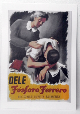 REPRODUCCION CARTEL DELE FOSFORO FERRERO, RECONSTITUYE Y ALIMENTA. 27 X 39 cm.