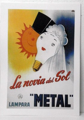 REPRODUCCION CARTEL LA NOVIA DEL SOL, LAMPARA METAL. 26,6 X 40 cm.