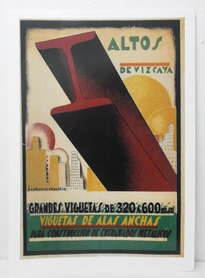 REPRODUCCION CARTEL ALTOS DE VIZCAYA, GRANDES VIGUETAS DE 320 A 600MM. 28,4 X 42 cm.