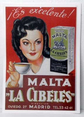 REPRODUCCION CARTEL MALTA LA CIBELES, ES EXCELENTE. 29,5 X 42,5 cm.