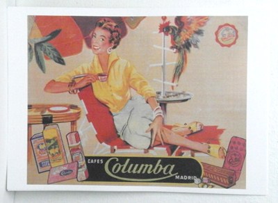REPRODUCCION CARTEL CAFES COLUMBA, MADRID. 29,5 X 38 cm.