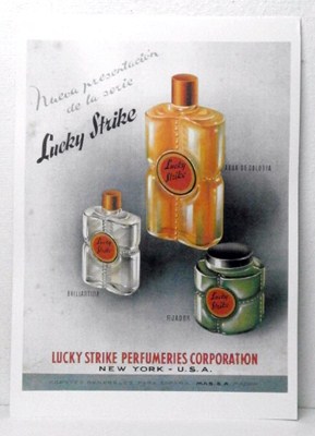 REPRODUCCION CARTEL LUCKY STRIKE PERFUMERIES CORPORATION, NEW YORK - USA. 29,5 X 39,5 cm.
