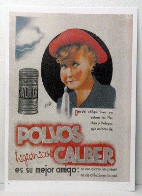 REPRODUCCION CARTEL POLVOS HIGIENICOS CALBER ES SU MEJOR AMIGO. 29,8 X 41,3 cm.