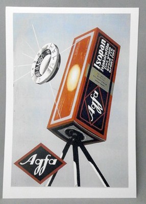 REPRODUCCION CARTEL AGFA ISOPAN FEINKORNFILM GRANO FINO.