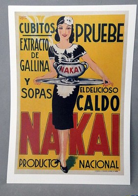REPRODUCCION CARTEL NAKAI, EXTRACTO DE GALLINA Y SOPAS, PRUEBE EL DELICIOSO CALDO.