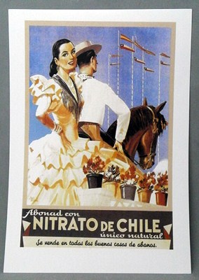 REPRODUCCION CARTEL ABONAD CON NITRATO DE CHILE UNICO NATURAL.
