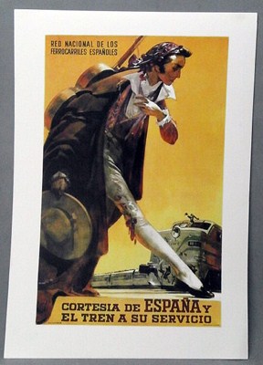 REPRODUCCION CARTEL RED NACIONAL DE LOS FERROCARRILES ESPAÑOLES.
